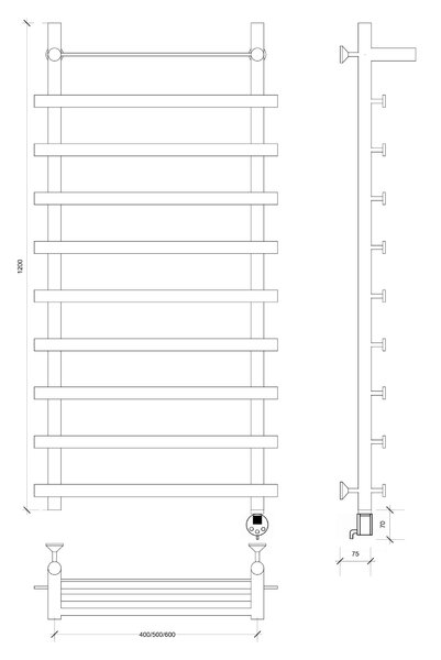 Полотенцесушитель электрический Secado Понтида 1 СП 120x50x60 хром