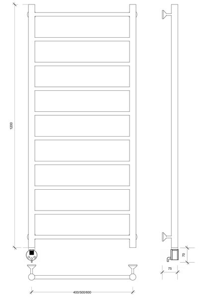 Полотенцесушитель электрический Secado Триада 1 120x50 хром