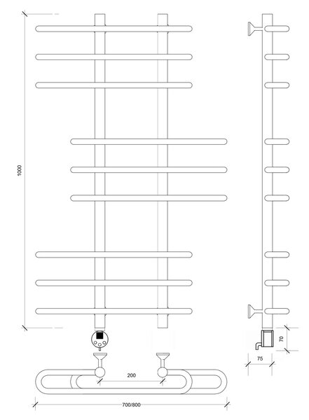 Полотенцесушитель электрический Secado Венеция 6 100x20x70 хром