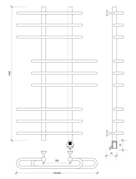 Полотенцесушитель электрический Secado Венеция 6 100x20x80 хром