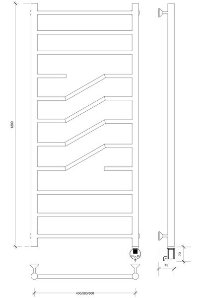 Полотенцесушитель электрический Secado Риволи 120x40 хром