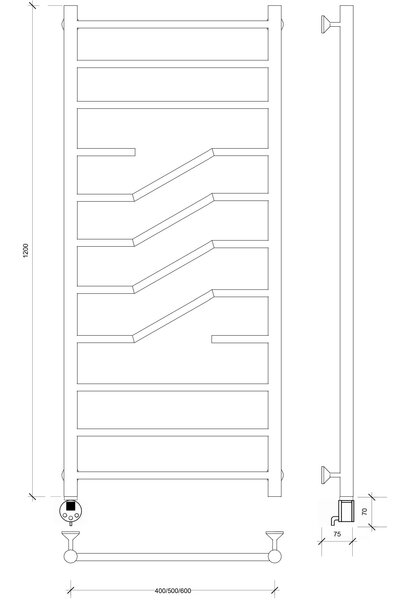 Полотенцесушитель электрический Secado Риволи 120x60 хром