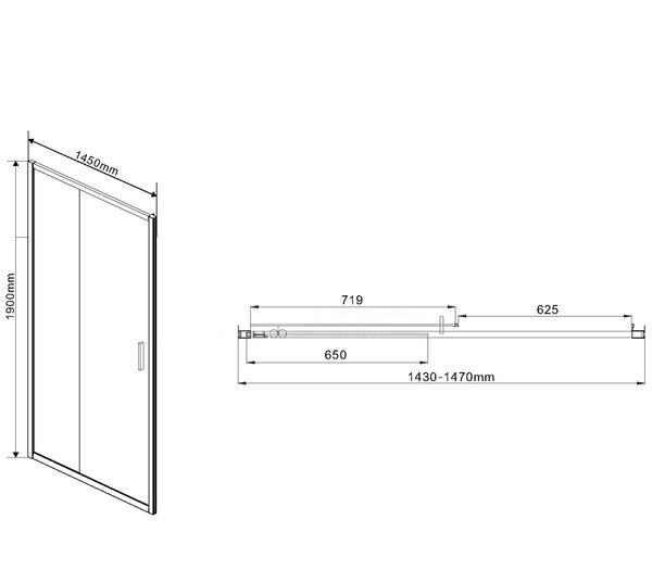 Душевая дверь Vincea Гарда (Garda) VDS-1G145CLG 145x190 см, профиль золото матовое. Размер регулировки 1430-1470 мм