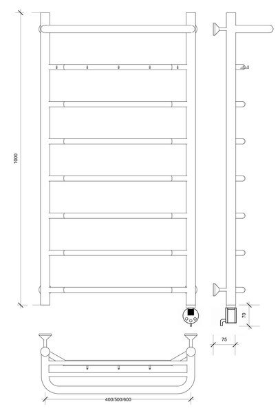 Полотенцесушитель электрический Secado Агата 1 К 100x60 хром