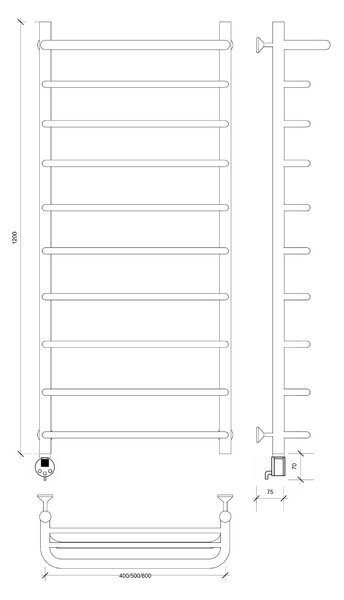 Полотенцесушитель электрический Secado Мерида 1 СП 120x40 хром