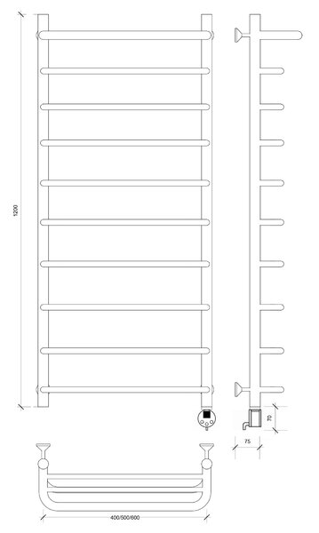 Полотенцесушитель электрический Secado Мерида 1 СП 120x40 хром