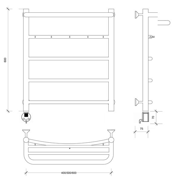 Полотенцесушитель электрический Secado Милан 1 КСП 60x50 хром