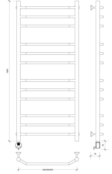 Полотенцесушитель электрический Secado Агата 3 120x60 хром