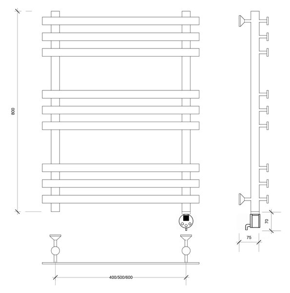 Полотенцесушитель электрический Secado Понтида плюс 80x50x60 хром