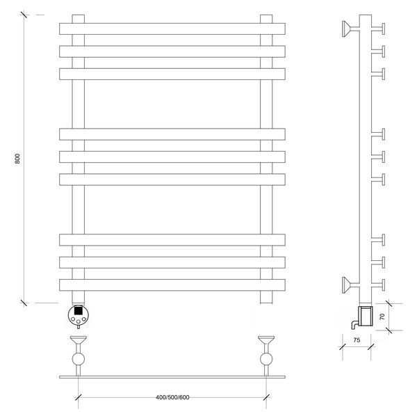 Полотенцесушитель электрический Secado Понтида плюс 80x60x70 хром