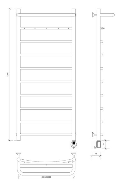 Полотенцесушитель электрический Secado Милан 1 КСП 120x40 хром