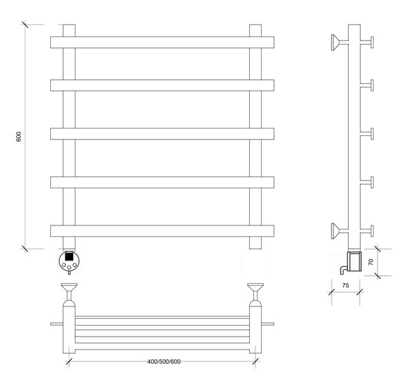Полотенцесушитель электрический Secado Понтида 1 60x40x50 хром