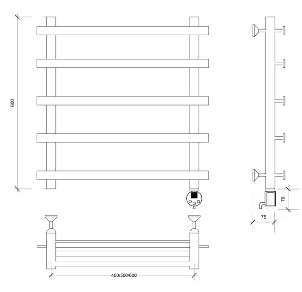 Полотенцесушитель электрический Secado Понтида 1 60x50x60 хром
