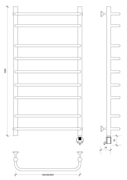 Полотенцесушитель электрический Secado Мерида 2 100x40 хром