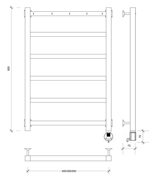 Полотенцесушитель электрический Secado Корсико 1 К 80x40 хром