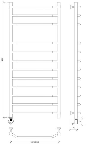 Полотенцесушитель электрический Secado Агата 5 120x50 хром