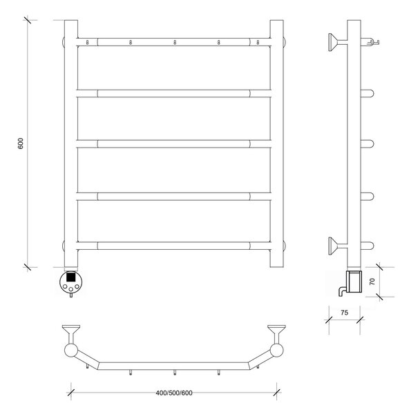 Полотенцесушитель электрический Secado Агата 1 К 60x40 хром