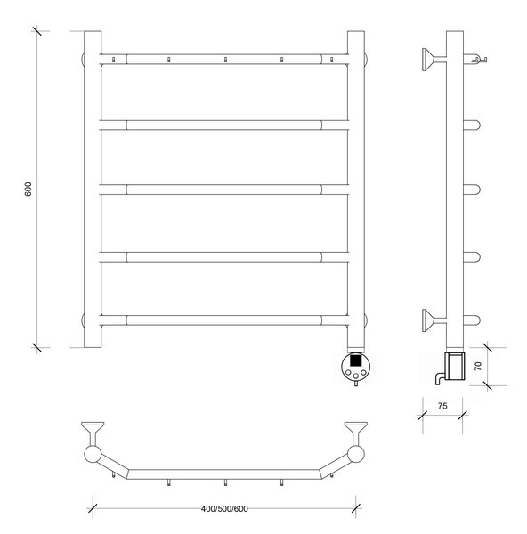 Полотенцесушитель электрический Secado Агата 1 К 60x50 хром