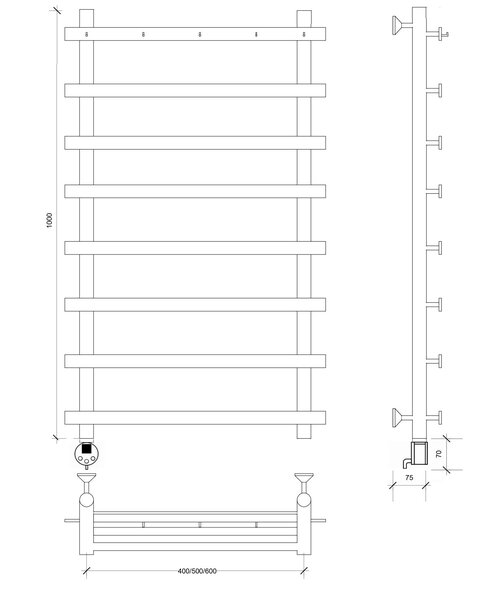 Полотенцесушитель электрический Secado Понтида 1 К 100x60x70 хром