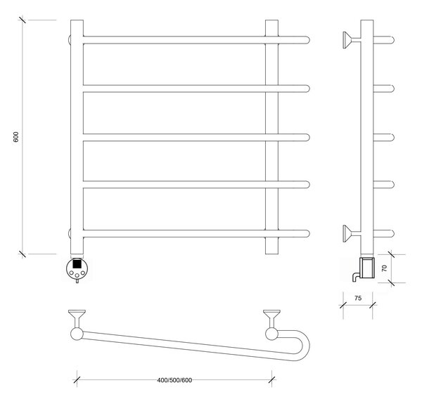 Полотенцесушитель электрический Secado Венеция 2 60x50x60 хром