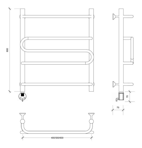 Полотенцесушитель электрический Secado Валенсия 2 60x50 хром
