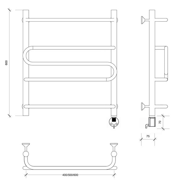 Полотенцесушитель электрический Secado Валенсия 2 60x60 хром
