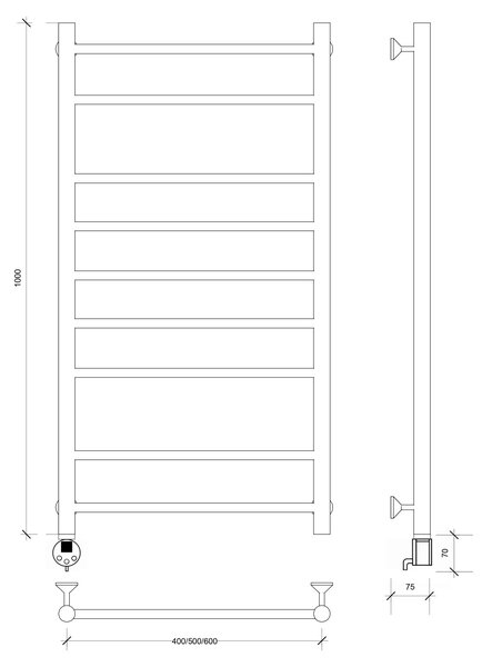Полотенцесушитель электрический Secado Триада 2 100x40 хром