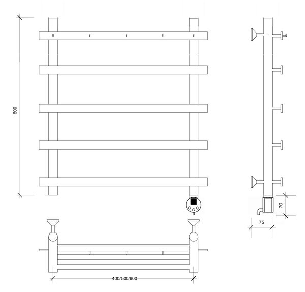 Полотенцесушитель электрический Secado Понтида 1 К 60x40x50 хром