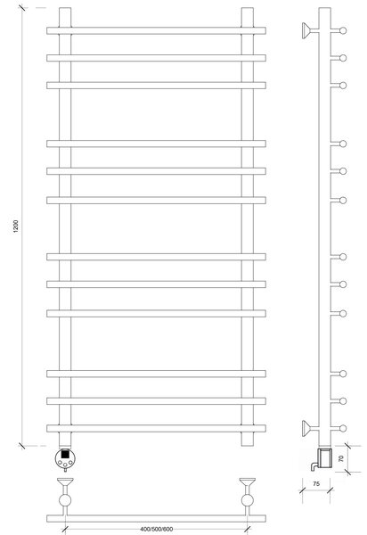 Полотенцесушитель электрический Secado Турин плюс 120x40 хром