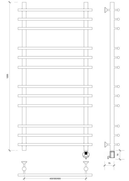 Полотенцесушитель электрический Secado Турин плюс 120x40 хром