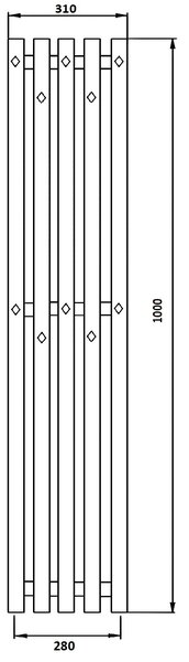 Дизайн-радиатор водяной Secado Сандриго 5К 1000x310 черный матовый