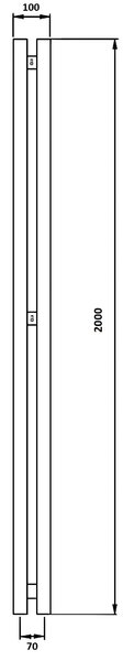 Дизайн-радиатор водяной Secado Бергамо 2К 2000x70 черный матовый
