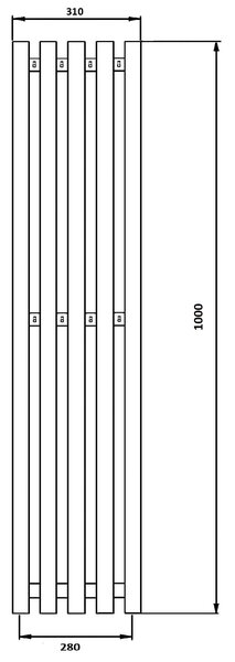 Дизайн-радиатор водяной Secado Бергамо 5К 1000x280 черный матовый
