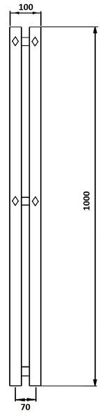 Дизайн-радиатор водяной Secado Сандриго 2К 1000x100 черный матовый
