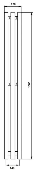 Дизайн-радиатор водяной Secado Бергамо 3К 1000x140 черный матовый