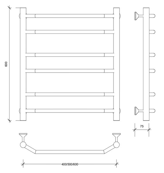 Полотенцесушитель водяной Secado Агата 2 60x40 черный матовый