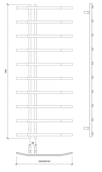 Полотенцесушитель водяной Secado Милето 120x7x70 черный матовый