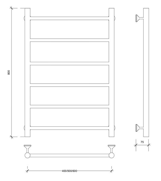 Полотенцесушитель водяной Secado Триада 1 80x40 черный матовый