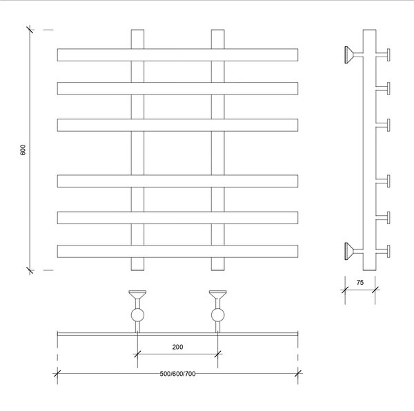 Полотенцесушитель водяной Secado Понтида 4 60x20x50 черный матовый