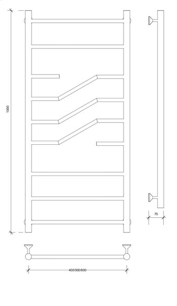 Полотенцесушитель водяной Secado Риволи 100x50 черный матовый