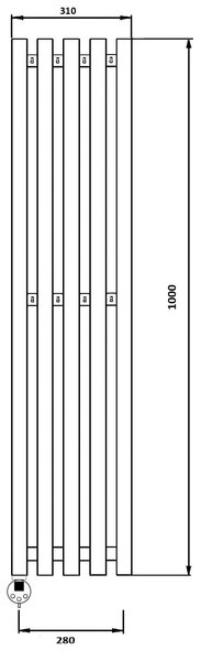 Дизайн-радиатор электрический Secado Бергамо 5К 1000x280 черный матовый