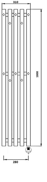 Дизайн-радиатор электрический Secado Сандриго 5К 1800x310 черный матовый