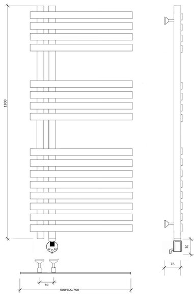 Полотенцесушитель электрический Secado Коредо 120x7x50 черный матовый