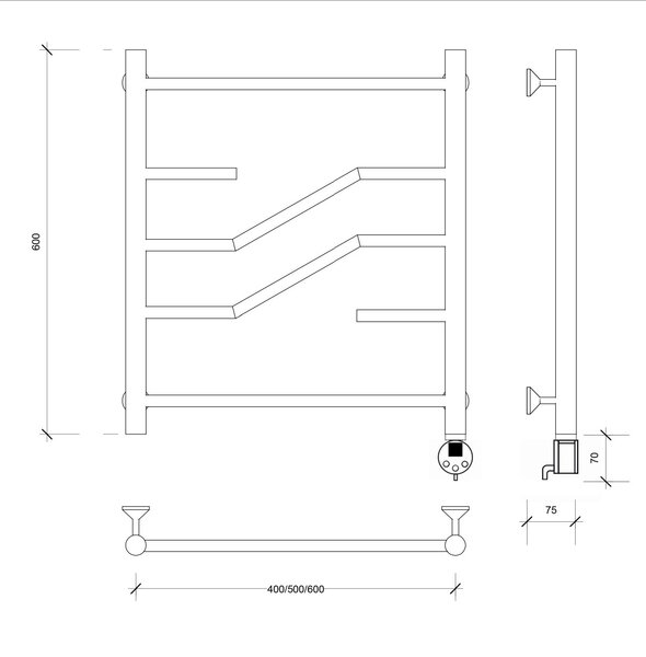 Полотенцесушитель электрический Secado Риволи 60x40 черный матовый
