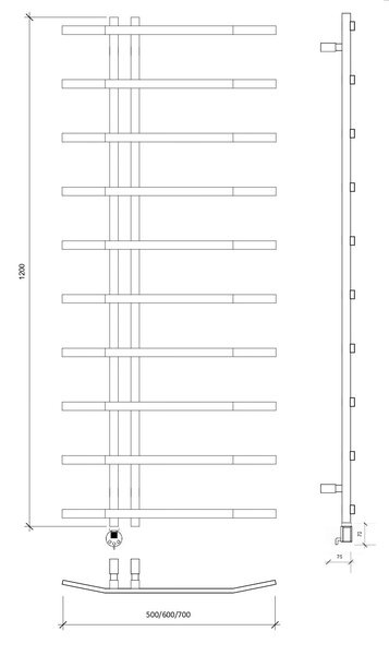 Полотенцесушитель электрический Secado Милето 120x7x70 черный матовый