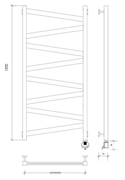 Полотенцесушитель электрический Secado Мирано плюс 120x60 черный матовый