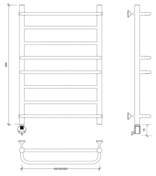 Полотенцесушитель электрический Secado Модена 2 80x40 черный матовый
