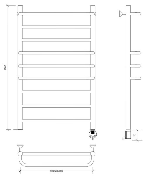 Полотенцесушитель электрический Secado Модена 2 100x40 черный матовый