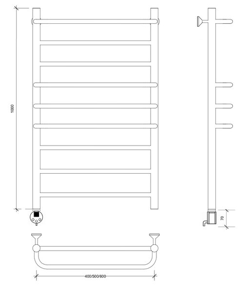 Полотенцесушитель электрический Secado Модена 2 100x50 черный матовый