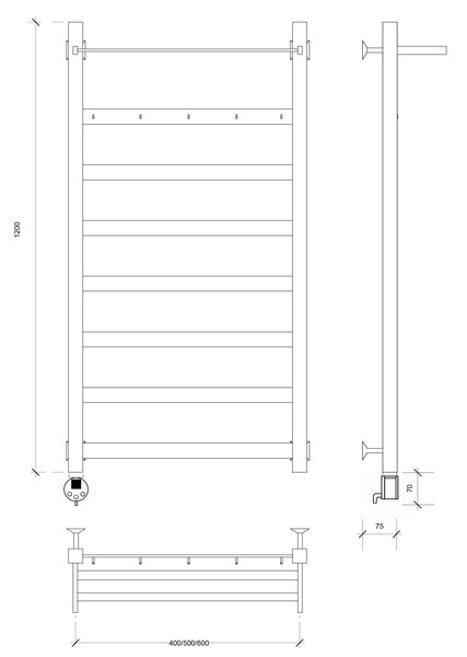 Полотенцесушитель электрический Secado Комано 1 КСП 120x40 черный матовый